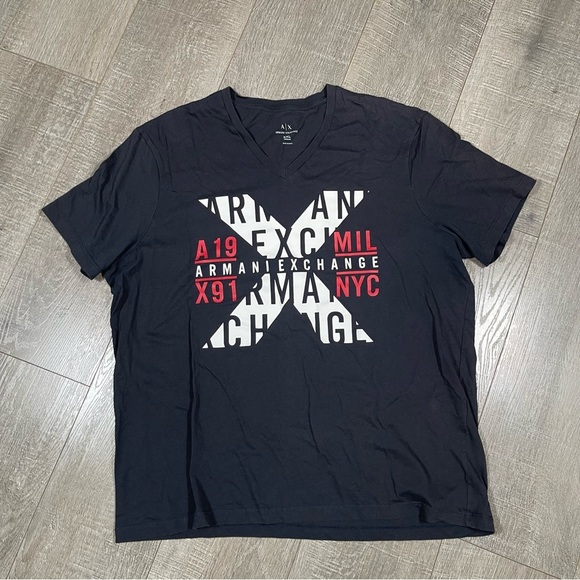 A/X Armani Exchange Mens T shirt V neck Navy Size XXL - Picture 1 of 5